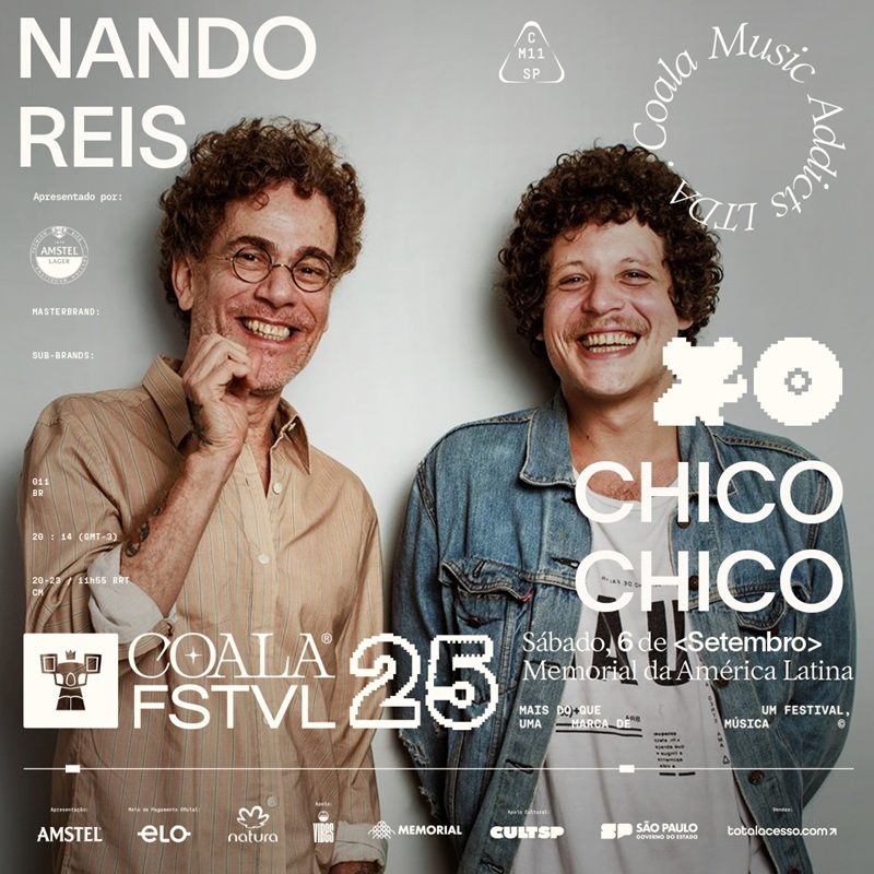 Imagem JPG, Coala Festival reúne Nando Reis e Chico Chico em show inédito na edição de 2025