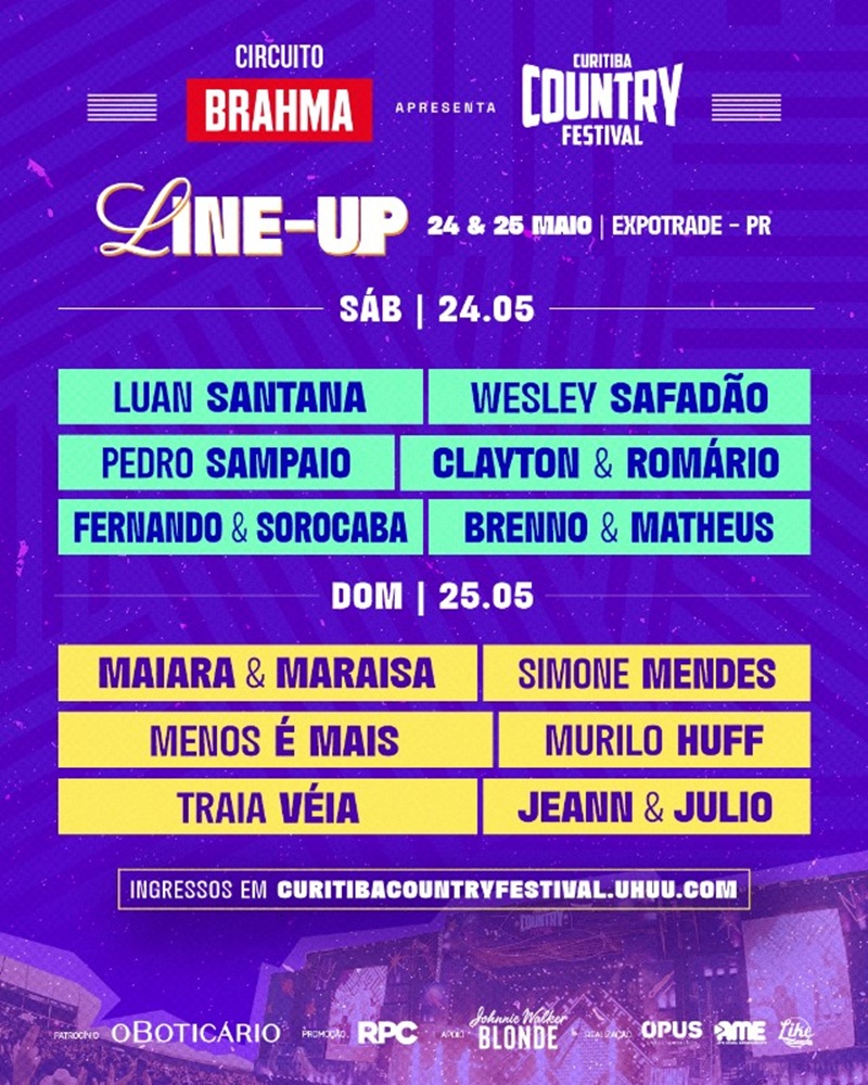 Curitiba Country Festival 2025 anuncia ordem dos shows deste final de semana