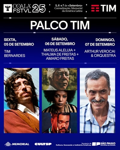 Imagem JPG, Coala Festival renova parceria com a TIM e anuncia Arthur Verocai, Tim Bernardes e Mateus Aleluia no palco do Auditório Simón Bolívar